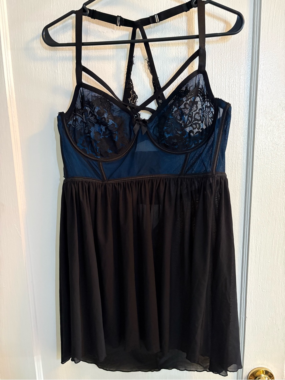 torrid Black Lace & Mesh Babydoll Chemise with Strappy Back
